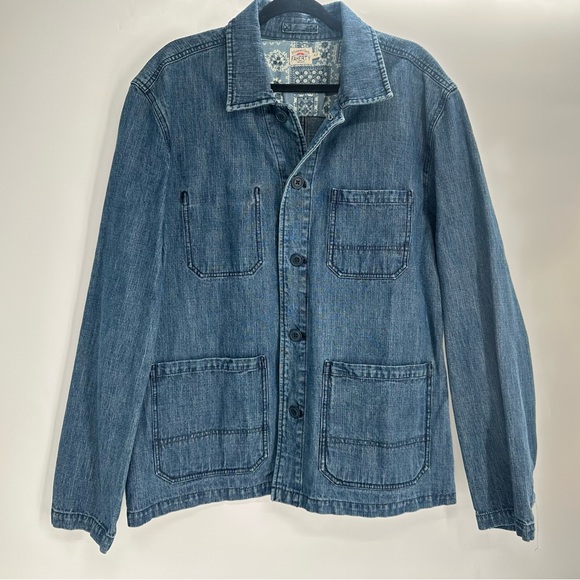 FAHERTY Denim Chore Jacket Pockets Utility Lagenlook Size XL - Picture 3 of 9